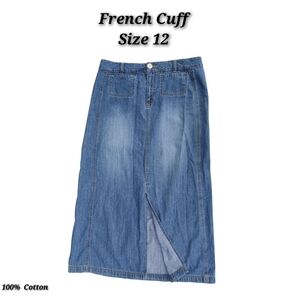French Cuff Blue Denim Skirt